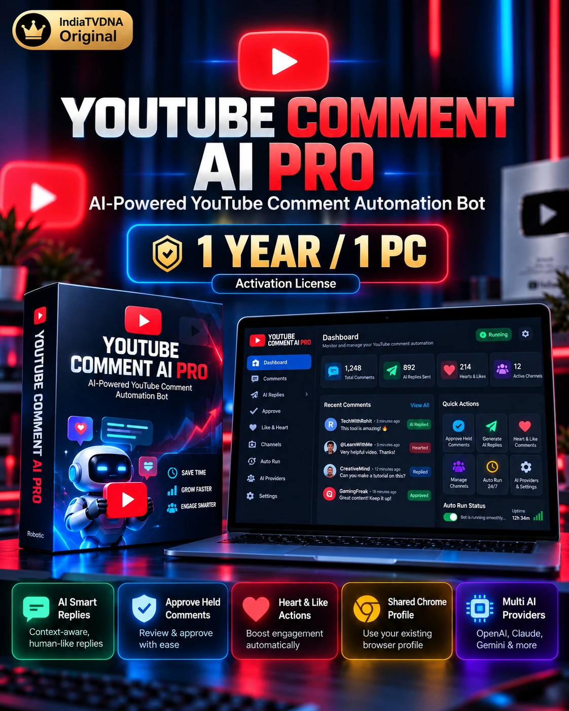 YouTube Comment AI Pro – 1 Year / 1 PC YouTube Comment AI Pro – 1 Year / 1 PC