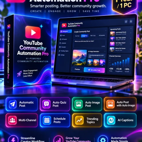 YouTube Community Automation Pro – 1 Year / 1 PC