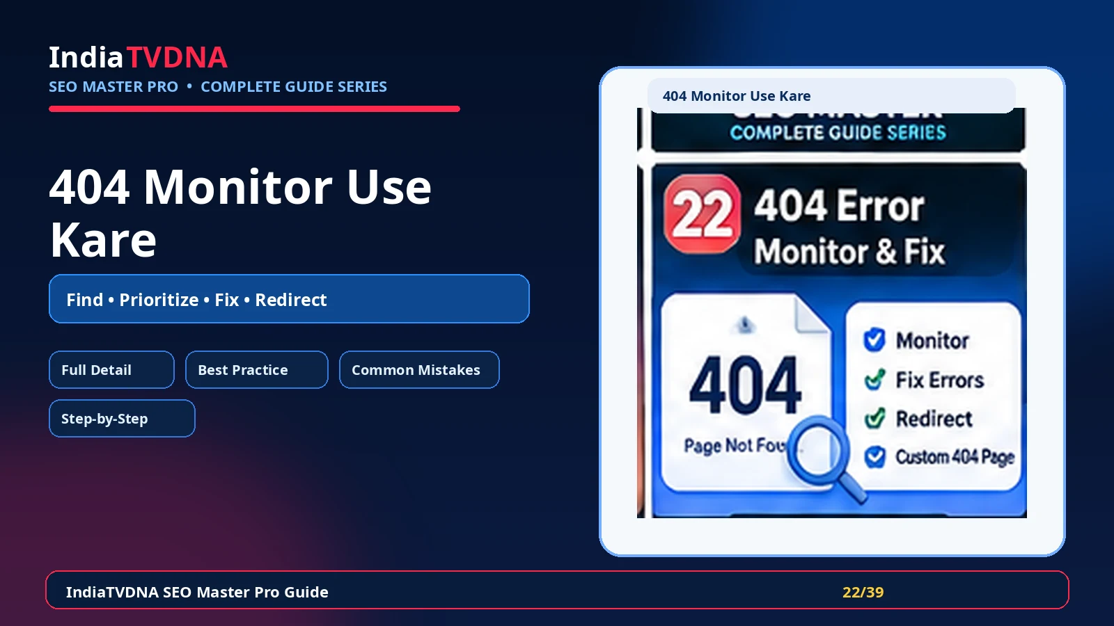 IndiaTVDNA SEO Master Pro 404 Monitor setup step by step