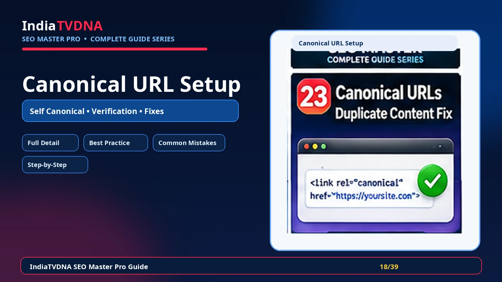 Canonical URL Step by Step Setup IndiaTVDNA SEO Master Pro Canonical URL setup step by step