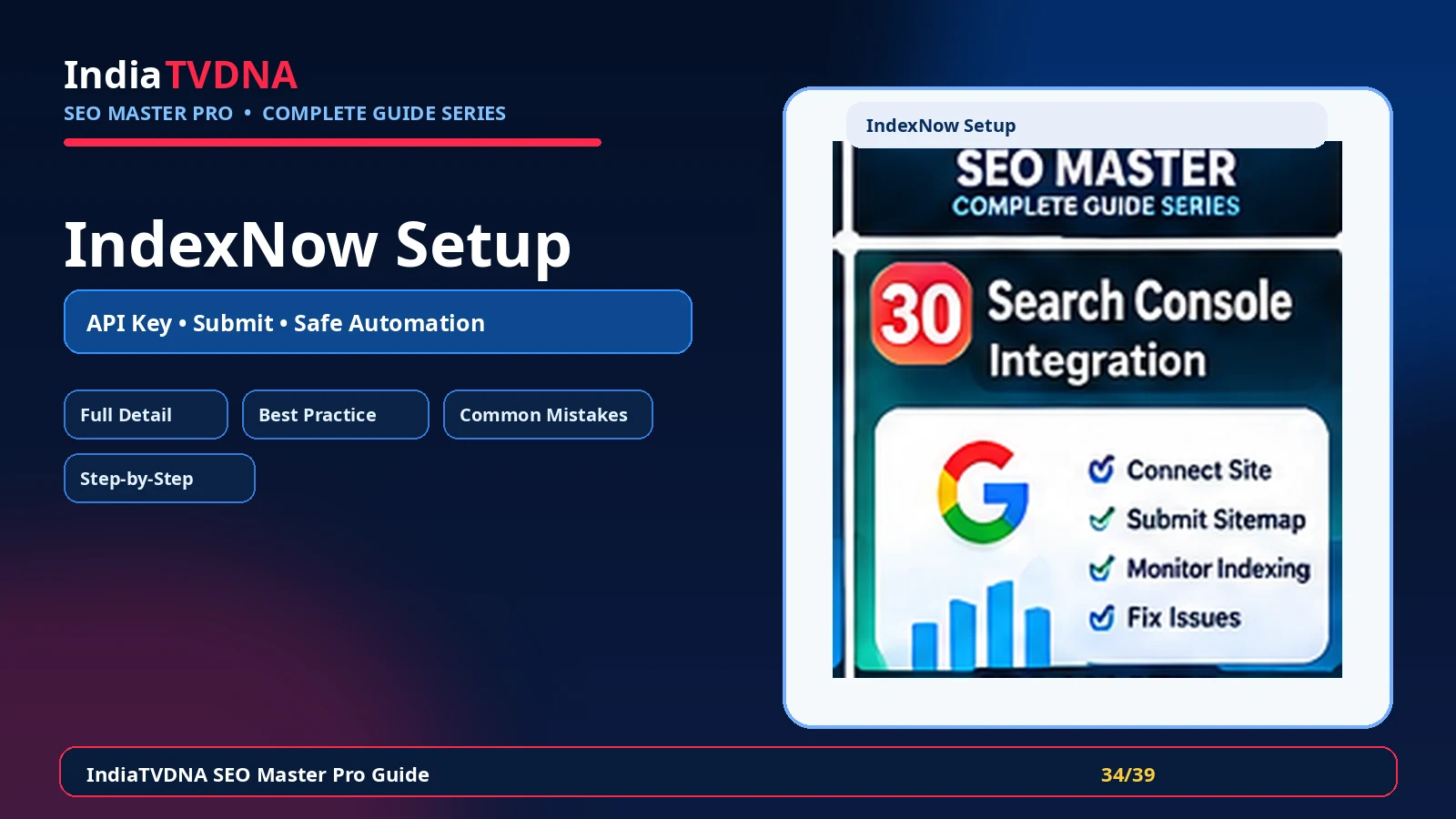 IndexNow / Fast Indexing Step by Step Setup IndiaTVDNA SEO Master Pro IndexNow / Fast Indexing setup step by step
