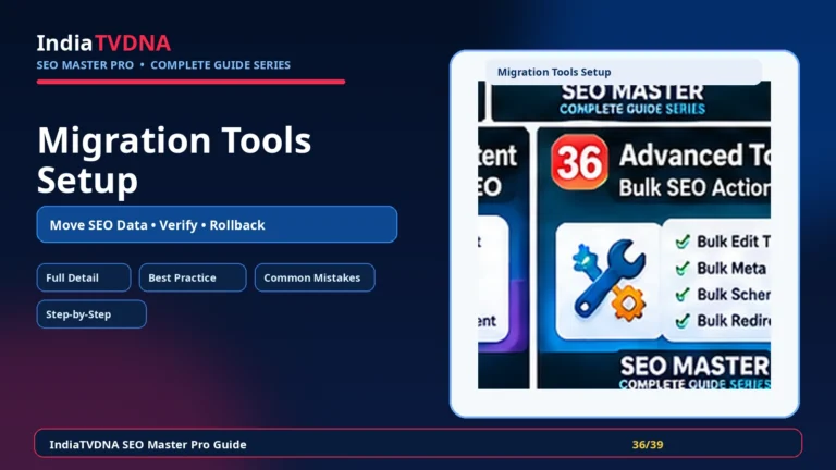IndiaTVDNA SEO Master Pro Migration & Tools setup step by step