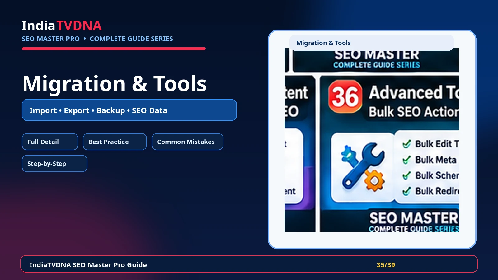 Migration & Tools Complete Guide IndiaTVDNA SEO Master Pro Migration & Tools complete guide