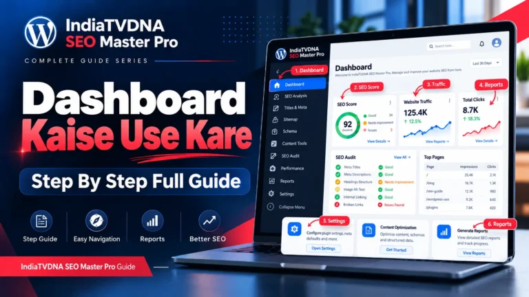 IndiaTVDNA SEO Master Pro dashboard step by step usage guide