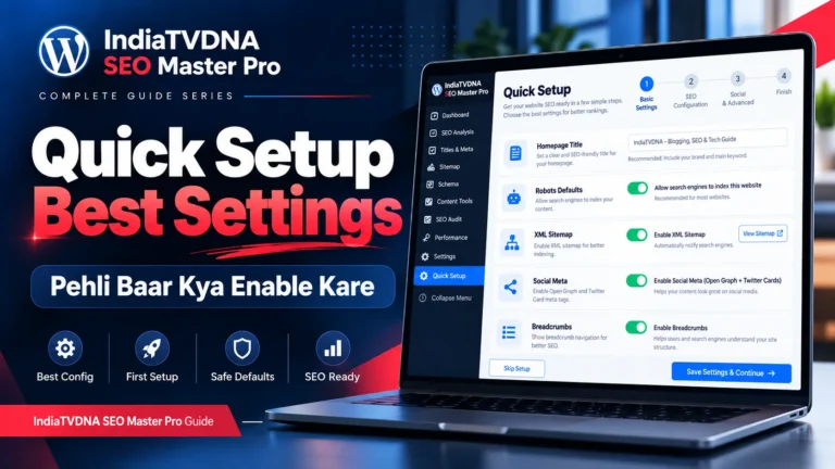IndiaTVDNA SEO Master Pro Quick Setup best settings step by step guide