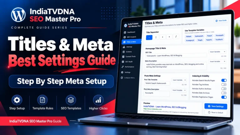IndiaTVDNA SEO Master Pro Titles and Meta best settings step by step
