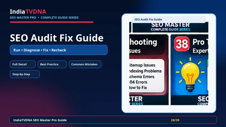 IndiaTVDNA SEO Master Pro Site Audit / SEO Health setup step by step